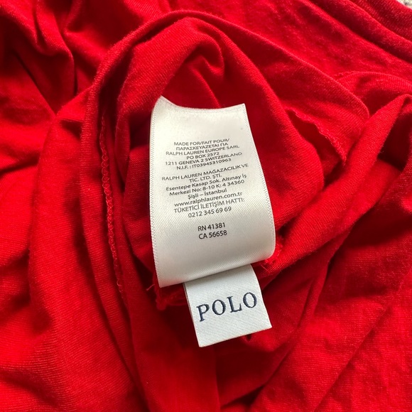 Men’s Large Ralph Lauren Polo Cotton Red V Neck Short Sleeve Tee-Shirt. - Picture 5 of 5